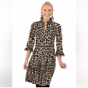 Gretchen Scott Designs Leopard Print Dress with Black Details